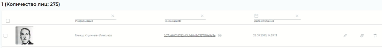 Рисунок 81. Отображение сотрудника в LUNA PLATFORM