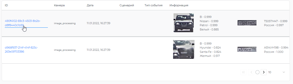 Переход в карточку события