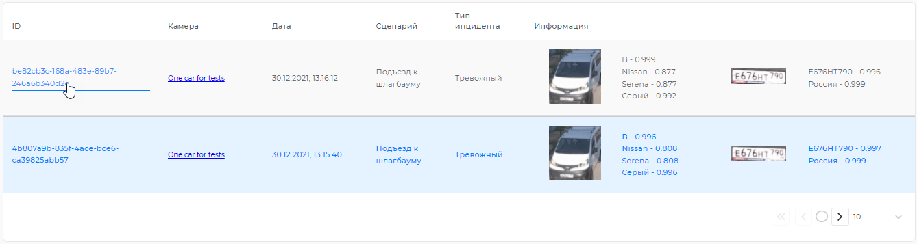Переход в карточку инцидента