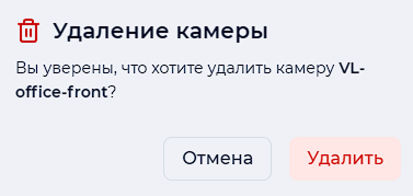 Предупреждение об удалении камеры