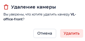 Предупреждение об удалении камеры