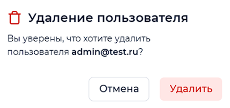 Предупреждение об удалении пользователя