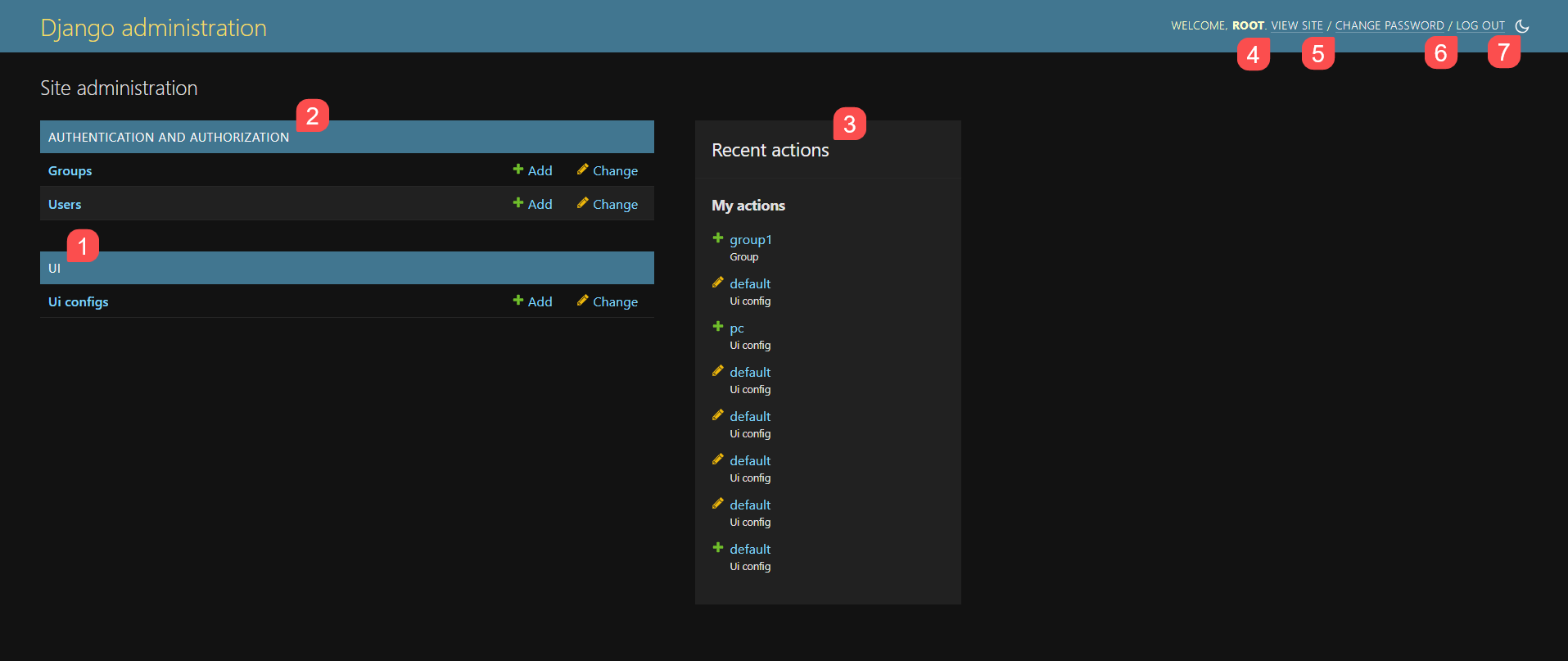 Начальная страница панели администратора