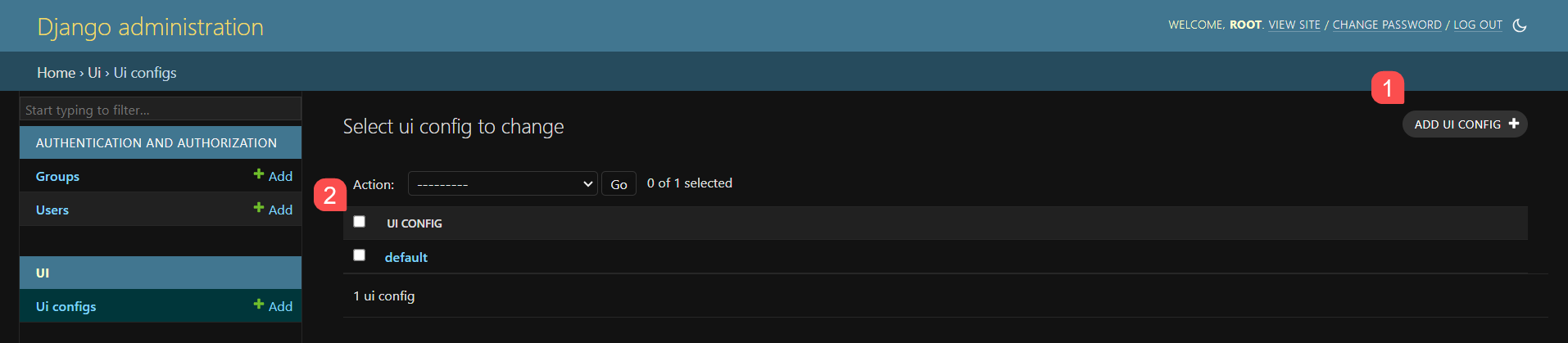 Список наборов настроек