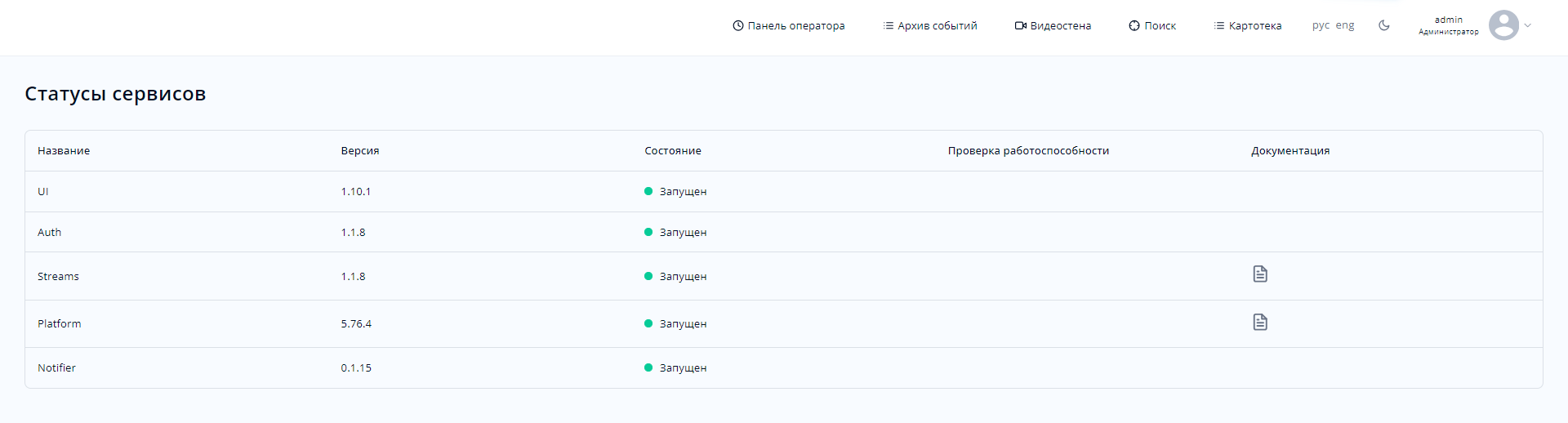 Раздел «Мониторинг»
