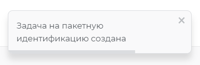 Подтверждение успешного создания задания для пакетной идентификации