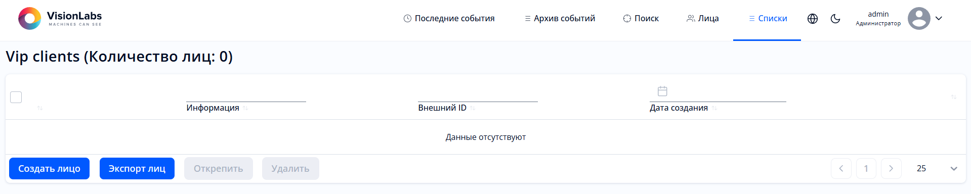 Пустая форма редактирования списка