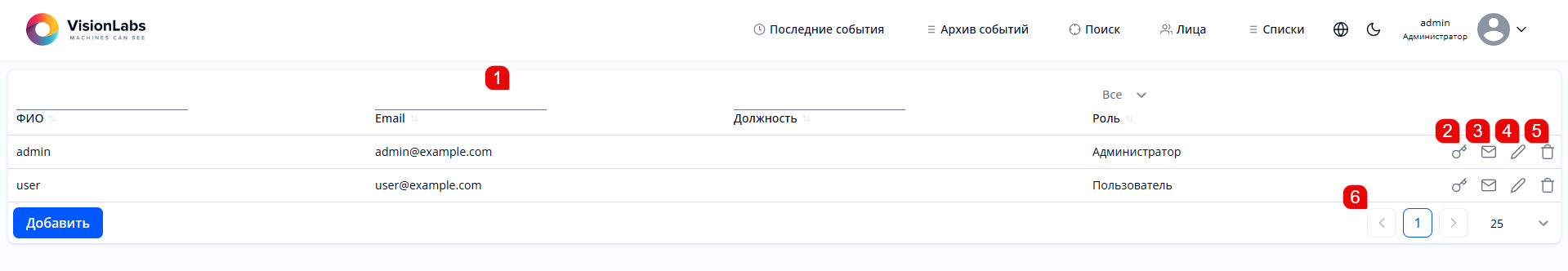 Раздел «Пользователи»
